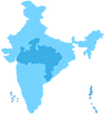 Map silhouette of Central India highlighting inland terrain and major states