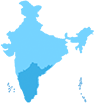 Map silhouette of South India region with highlighted Andaman and Nicobar Islands