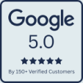 Trust badge showing 5.0 Google Reviews rating from 150+ customers for BagTagGo India DMC.